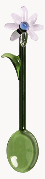 Sada ručně vyrobených lžiček z borosilikátového skla Flora, 2 díly