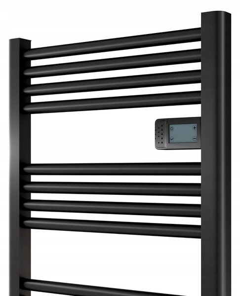 Erga Pago, elektrické topné těleso 960x540 mm s digitálním termostatem, 500W, černá matná, ERG-LAV-GRZE-E-ALU-960540-BK