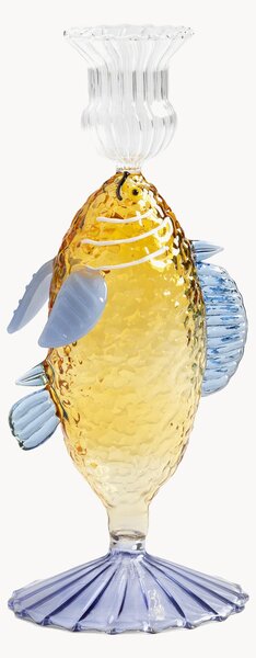 Ručně vyrobený svícen z borosilikátového skla Fish