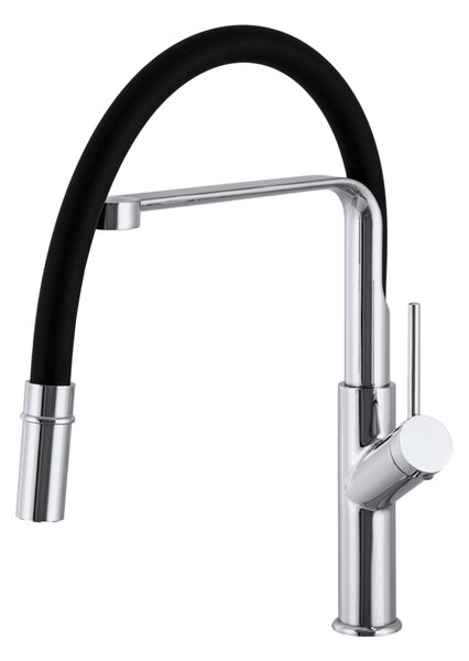 Gamma Venice, vysoká dřezová baterie s elastickým ramenem, h-465, černá matná-chromová, GMA-BVK-CH