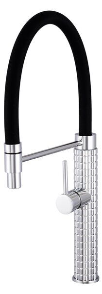 Gamma Full Pro, vysoká dřezová baterie s elastickým ramenem, černá matná-chromová, GMA-BFLP-CH