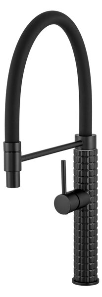 Gamma Full Pro, vysoká dřezová baterie s elastickým ramenem, černá matná, GMA-BFLP-BK