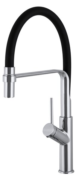 Gamma Venice, vysoká dřezová baterie s elastickým ramenem, h-465, černá matná-chromová, GMA-BVK-CH