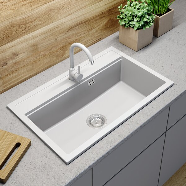 Gamma Advance, 1-komorový granitový dřez 805x505x210 mm, bílá, GMA-ZLE000118