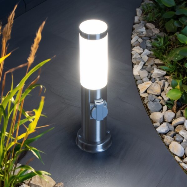 Brilagi - Venkovní lampa se 2 zásuv. SCHUKO NOVA 1xE27/15W/230V 40 cm IP44 chrom