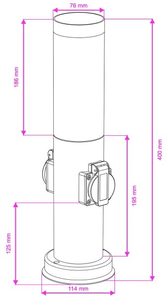 Brilagi - Venkovní lampa se 2 zásuv. SCHUKO NOVA 1xE27/15W/230V 40 cm IP44 chrom