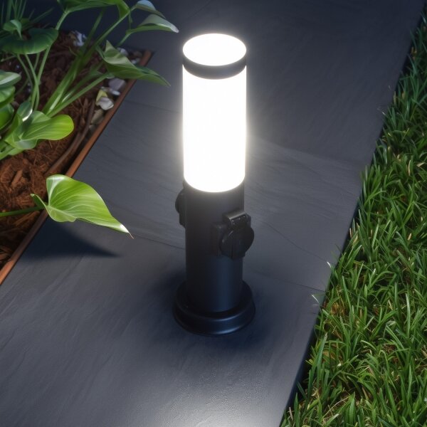 Brilagi - Venkovní lampa se 2 zásuv. SCHUKO NOVA 1xE27/15W/230V 40 cm IP44 černá