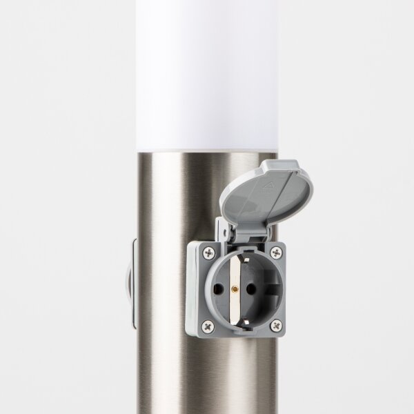 Brilagi - Venkovní lampa se 2 zásuv. SCHUKO NOVA 1xE27/15W/230V 40 cm IP44 chrom