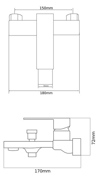 Gamma Cube, nástěnná vanová baterie, černá matná, GMA-BCEW-BK