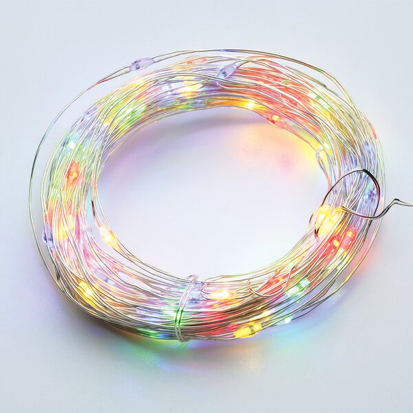 ACA Lighting LED RGB dekorační stříbrná girlanda 50 LED, 3x baterie AA, 500 cm, IP20