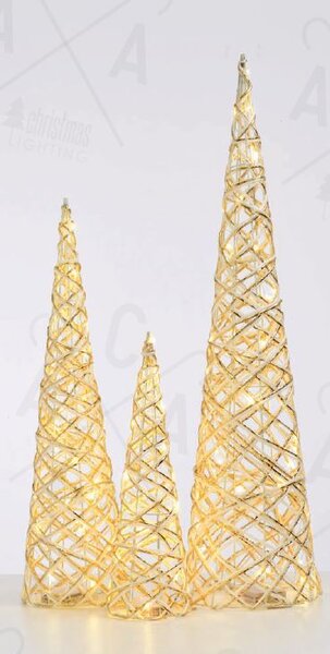 ACA Lighting LED dekorační tromek 40 cm, teplá bílá, 20 LED, 3xAA, zlatá barva