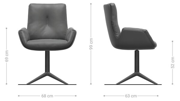 DELIFE Jídelní židle Clea-Flex kombinace materiálů pravá kůže bílá pastelově modrá podnož ve tvaru kříže bílá 360° otočný houpací funkce