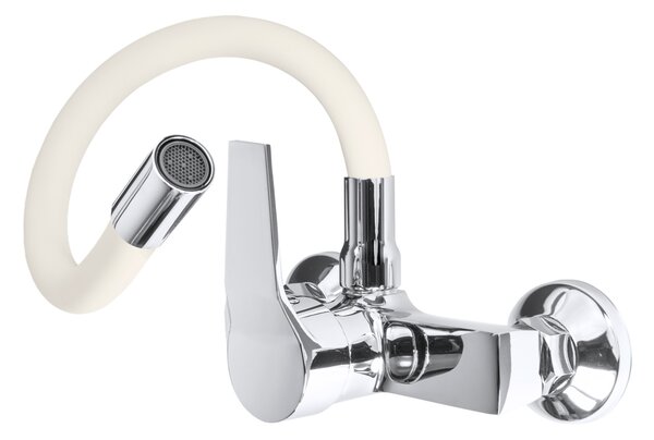 Gamma Flex, nástěnná dřezová baterie s elastickým ramenem, béžová-chromová, GMA-BFXS-B