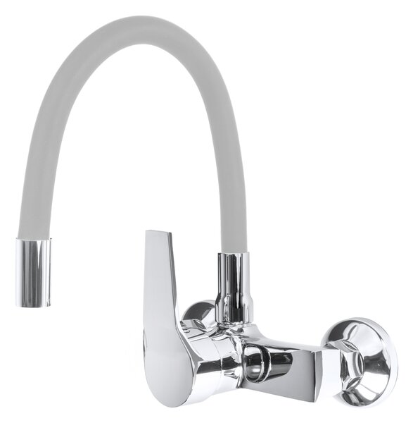 Gamma Flex, nástěnná dřezová baterie s elastickým ramenem, šedá-chromová, GMA-BFXS-G
