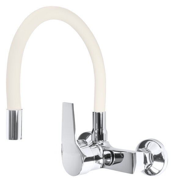 Gamma Flex, nástěnná dřezová baterie s elastickým ramenem, béžová-chromová, GMA-BFXS-B