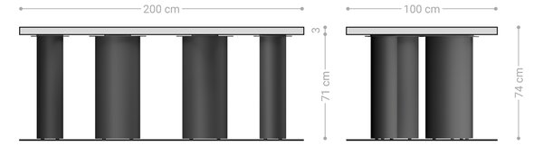 DELIFE Jídelní stůl Edge 200x100x2,5-3 dub přírodní pilíř kov černý Live-Edge