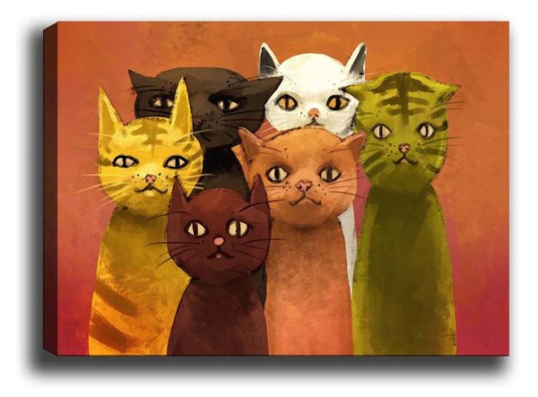Wallity Obraz na plátně Cat family 50x70 cm