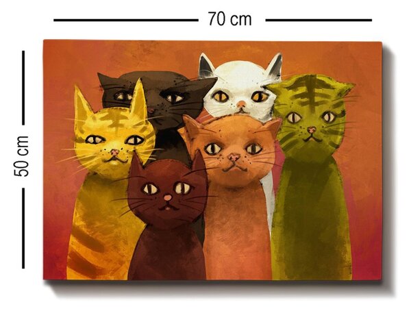 Wallity Obraz na plátně Cat family 50x70 cm
