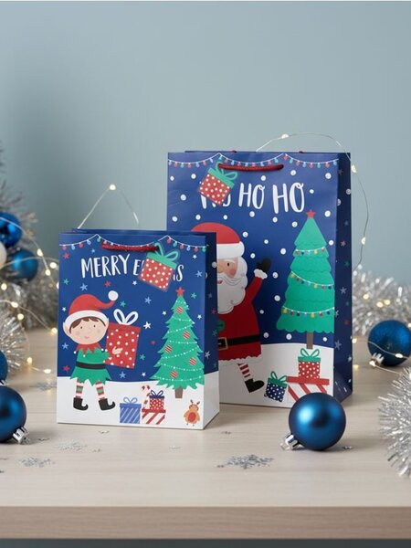 Sinsay - Vánoční dárkové tašky s motivem Santa Clause, elfů a vánočního stromku 4 pack - vícebarevná