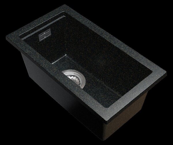 Gamma Decor 2850, 1-komorový granitový dřez 280x500x207 mm, černá se zlatými body, GMA-ZLE000177