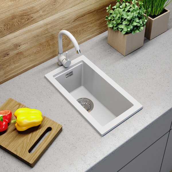 Gamma Decor 2850, 1-komorový granitový dřez 280x500x207 mm, bílá, GMA-ZLE000160