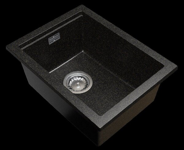 Gamma Decor 3850, 1-komorový granitový dřez 380x500x207 mm, černá se zlatými body, GMA-ZLE000179