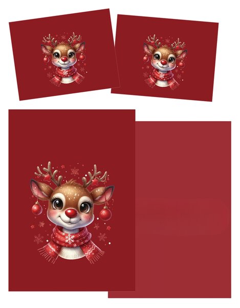 3D povlečení z mikrovlákna MERRY FAWN červené Rozměr povlečení: 2 ks 70 x 90 cm | 140 x 200 cm