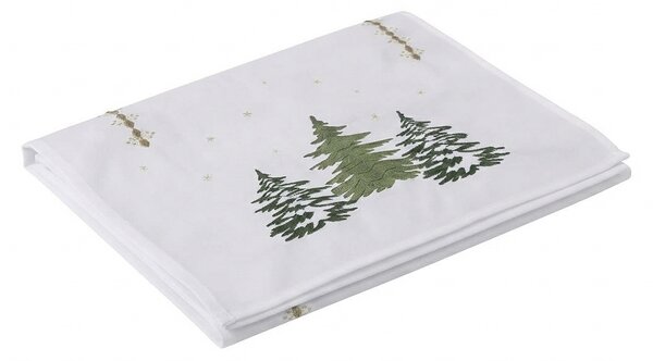 Vánoční běhoun na stůl EVERGREEN CHARM 40x140 cm, bílý