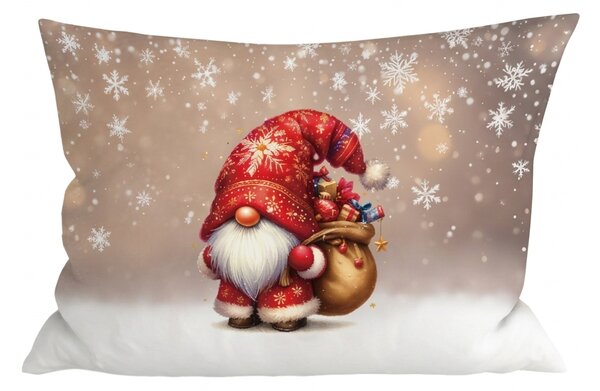 3D povlak na polštář z mikrovlákna SANTA GNOME 50x70 cm, červený