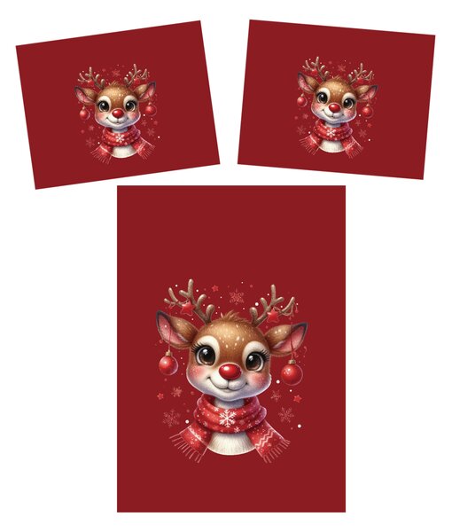 3D povlečení z mikrovlákna MERRY FAWN červené Rozměr povlečení: 2 ks 70 x 90 cm | 140 x 200 cm