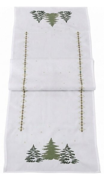 Vánoční běhoun na stůl EVERGREEN CHARM 40x140 cm, bílý