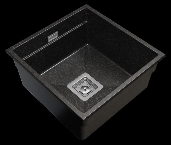 Gamma Decor 4445, 1-komorový granitový dřez 440x450x215 mm, černá skvrnitá, GMA-ZLE000130