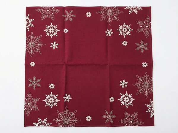 Vánoční ubrus SNOWFALL 85x85 cm, vínový