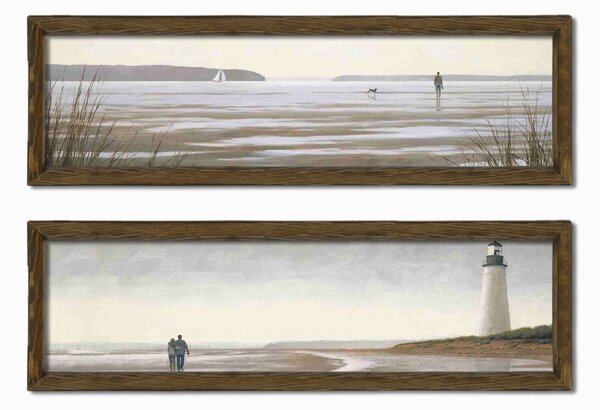 Wallity Sada obrazů Lighthouse 2 ks 19x70 cm hnědá
