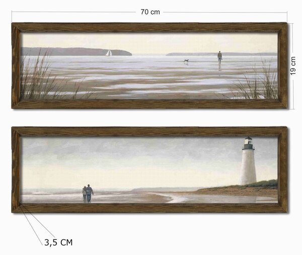 Wallity Sada obrazů Lighthouse 2 ks 19x70 cm hnědá