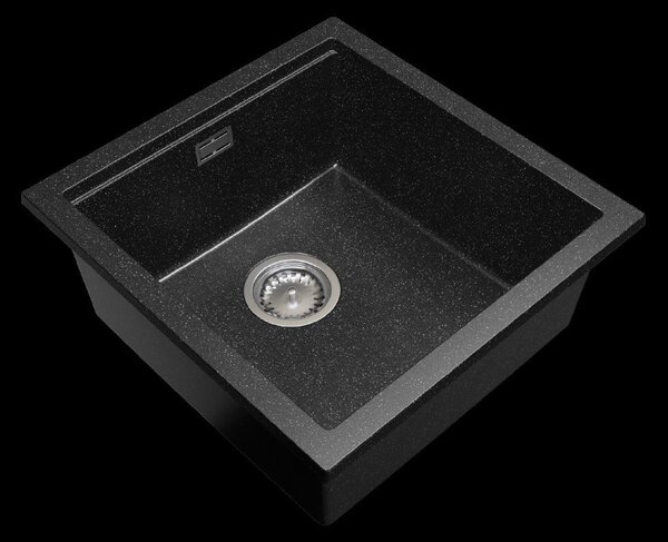Gamma Decor 4850, 1-komorový granitový dřez 480x500x215 mm, černá skvrnitá, GMA-ZLE000176