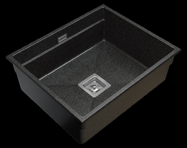 Gamma Decor 6050, 1-komorový granitový dřez 600x500x220 mm, černá se zlatými body, GMA-ZLE000112