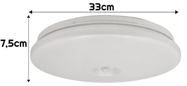 ECOLIGHT LED stropní svítidlo - PIR - 18W - IP44 - neutrální bílá