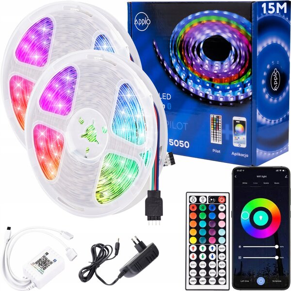 BERGE LED pásek 15m RGB Bluetooth + dálkové ovládání