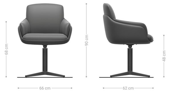 DELIFE Jídelní židle Luan-Flex s područkami žinylka rez podnož ve tvaru kříže titanový efekt 360° otočná
