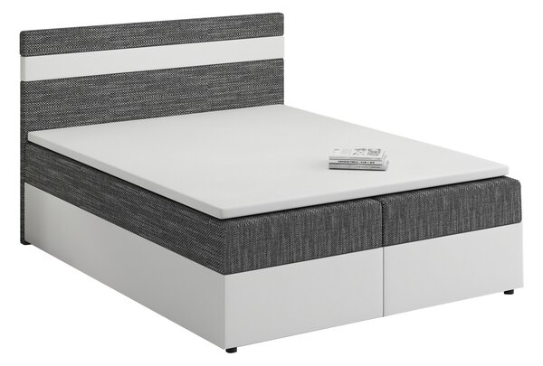 Kontinentální postel 140x200 cm Mimosa (melírovaná šedá + bílá) (s roštem a matrací). 1007800