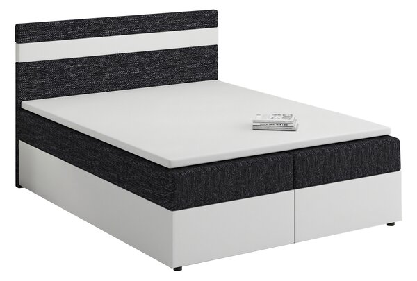 Kontinentální postel 140x200 cm Mimosa (melírovaná černá + bílá) (s roštem a matrací). 1007804