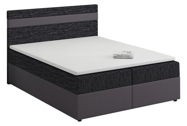 Kontinentální postel 140x200 cm Mimosa (melírovaná černá + tmavě šedá) (s roštem a matrací). 1007802