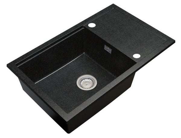 Gamma Advance 8050, 1-komorový granitový dřez 800x500x210 mm, černá se zlatými body, GMA-ZLE000148