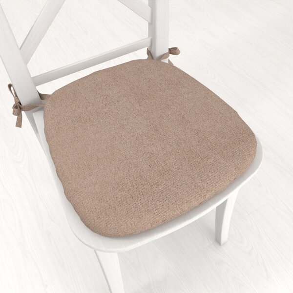 Biante Oblý podsedák z imitace broušené kůže Alcantara ALC-006 Béžový - 39x37x3 cm