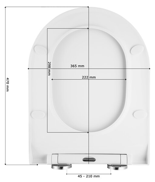 Gamma D8, WC sedátko 470x365 mm, polypropylen, SoftClose, EasyClean, bílá lesklá, GMA-D8