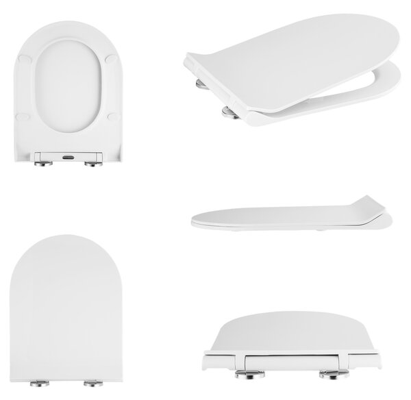 Gamma D8, WC sedátko 470x365 mm, polypropylen, SoftClose, EasyClean, bílá lesklá, GMA-D8