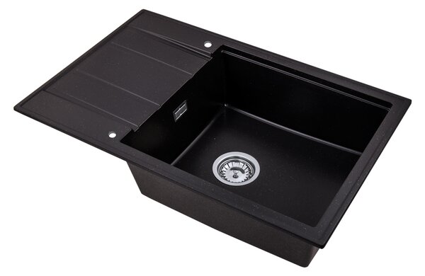 Gamma Modern 8010, 1-komorový granitový dřez 800x500x210 mm, černá se zlatými body, GMA-ZM-8010-GD