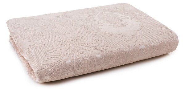 Béžový damaškový set přehozu a povlaků na polštář 240x260 cm Beste – Mijolnir