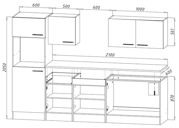 KUCHYŇSKÝ BLOK BEZ SPOTŘEBIČŮ 270/205/60 cm Respekta - Online Only kuchyňské linky, Online Only